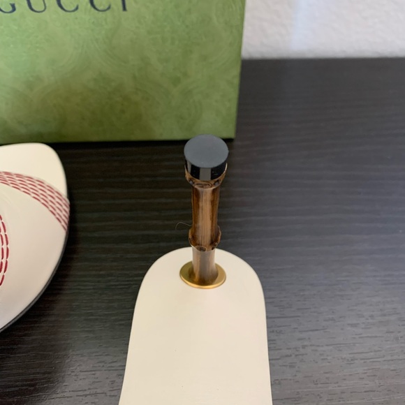 WOMEN'S GUCCI SLIDES HEELS SANDALS LEATHER BAMBOO HEEL SIZE 9.5 US/39.5 EU $820 - Picture 7 of 9